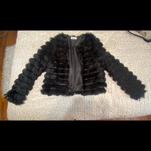 MILITARY HIPPIE Black Faux Fur Jacket